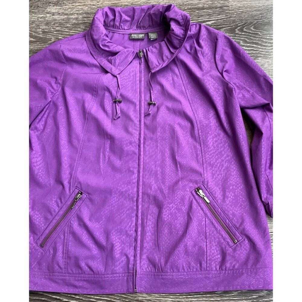 Vintage Additions By Chicos Fuchsia Pink Zip Jacket Women’s Size 2 Windbreaker